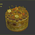 Delicious Fruit Cake Decorated With Fresh Berries Figs Lemon Slices And Layered With Colorful Fruit