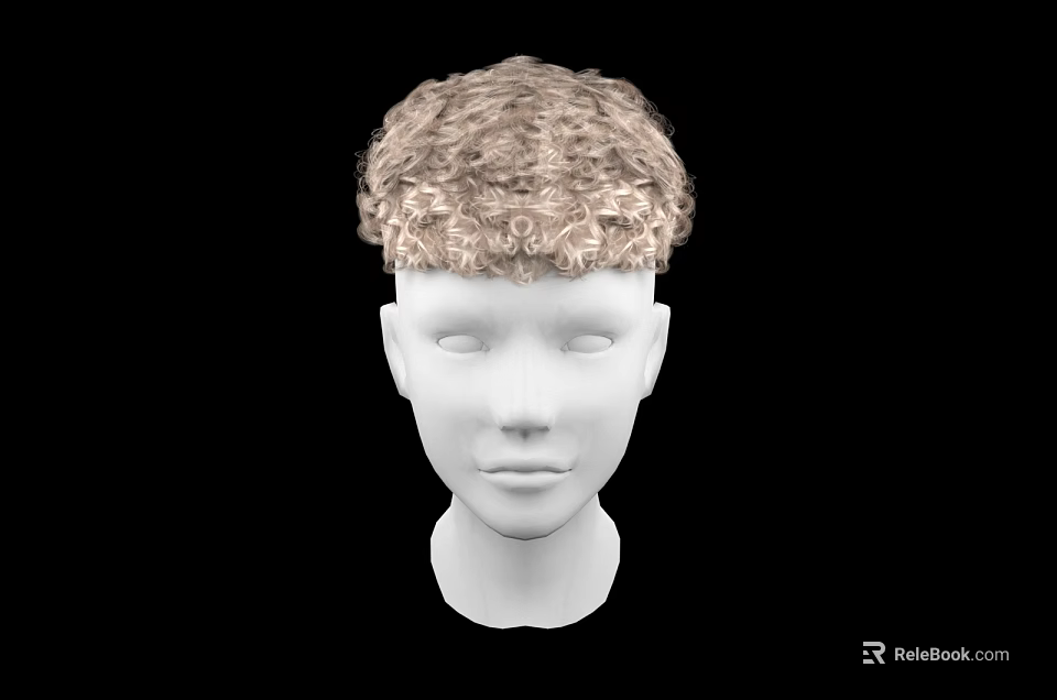 Game And Movie Character With Curly Blonde Wig On Mannequin Head 3d model 