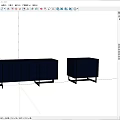 Sleek Modern Entryway Side Cabinet With Blue Finish Metal Frame And Vertical Slats Design