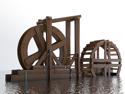 landscape sketch waterwheel water conservancy facilities irrigation facilities 3d model