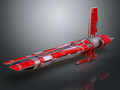 Red Futuristic Sci Fi Spaceship With Streamlined Body Sleek Structure And Metallic Accents 3d model