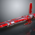 Red Futuristic Sci Fi Spaceship With Streamlined Body Sleek Structure And Metallic Accents