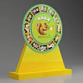 Happy Spin Wheel Featuring Squirrel And Multiple Small Images On Yellow Base 3d model