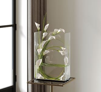 Modern hydroponic plant trumpet flower plant water tank 3d model