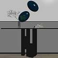 Modern Entryway Console Table With Black Frame Green Plant And Blue Wall Decor 3d model