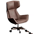 Modern Comfortable Leather And Gray Fabric Leisure Chair With Swivel Wheels Design