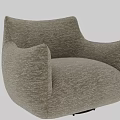 Beige Upholstered Accent Chair With Wide Arms Rounded Design And Swivel Base