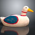 White Toy Duck With Blue Wings Red Trim And Yellow Beak For Kids Room Decoration