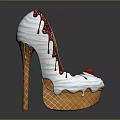 Women's High Heel Shoes Silver Colored With Dripping Design And Pink Jewels On Platform Sole