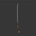 Long Blade Traditional Sword With Orange Decorative Handle And Metallic Shaft