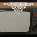 Vintage Television With Wooden Frame Lace Doily On Top And Front Panel Knobs Buttons 3d model