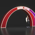 Vibrant Red Purple Archway Featuring GAME OVER Text With Person Standing Underneath