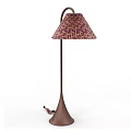 Elegant Brown Floor Lamp With Patterned Shade And Slim Conical Base 3d model