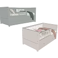 Two Simple Kids Beds with Guardrails Storage Drawers and Different Colors