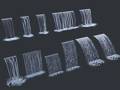 Garden Landscape Featuring Various Forms Of Waterfall Curtains With Natural Water Flow And Artistic Arrangement 3d model