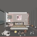 Kids Bed in Cozy Children's Room with Cartoon Wall Art Toys and Natural Light