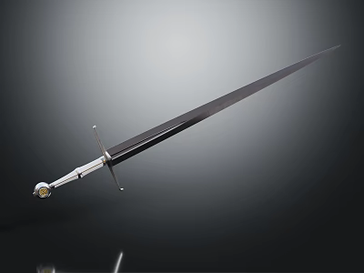 Classic Medieval Sword With Sharp Metal Blade And Silver Decorative Hilt Design 3d model