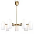 Modern Brass Chandelier With White Glass Shades And Elegant Minimalist Design