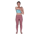 Active Woman Stretching Arms In Sportswear With Gear Background For Fitness Training