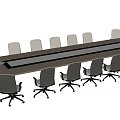 Modern Conference Room Interior Design With Long Table And Multiple Swivel Chairs