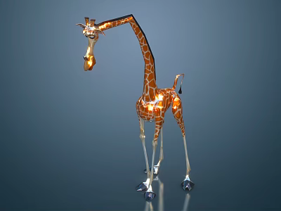 Elegant Giraffe Model With Glowing Lights Long Neck And Glass Crystal Decorative Design 3d model