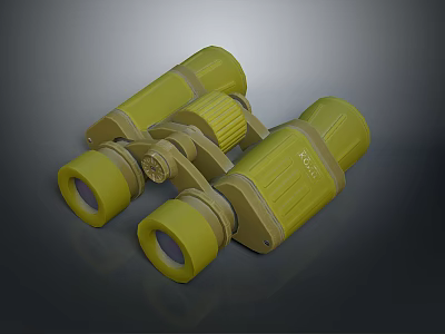 Yellow Military Style Binoculars High Quality Optical Equipment For Outdoor Use 3d model