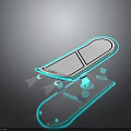 Transparent Tech Device With Turquoise Border Illuminated Support Feet Reflective Base And Lighting Effects 3d model