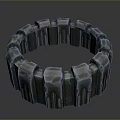 Metallic Circular Industrial Ring Structure With Textured Surface And Geometric Design