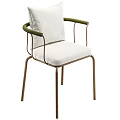 Modern Minimalist Single Chair Featuring Metal Frame Woven Armrests And Light Fabric