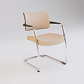 Beige Fabric Office Chair With Black Armrests And Silver Metal Frame Design