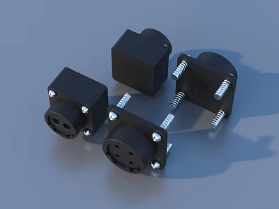 Black Household Power Connectors With Metal Screws And Holes For Daily Use 3d model