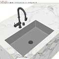 Modern Black Faucet With Flexible Spout On White Marble Countertop Sink