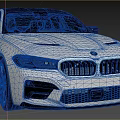 White BMW M5 Sport Sedan Front Design Featuring Sporty Grille Headlights And Vents In Showroom