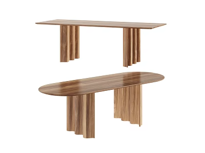 Modern dining table solid wood dining chair 3d model