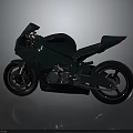 Modern Dark Green Motorcycle with Sleek Body Black Seat Metallic Components and Gray Floor Reflection