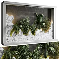 Indoor Living Wall With Various Hanging Green Plants And Natural Gray White Textured Design