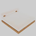 Modern Double Bed With Wooden Frame And Light Colored Upholstered Cushion
