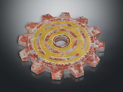 Industrial Hardware Tools Gear with Red and Gold Metal Surface for Mechanical Use 3d model
