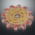 Industrial Hardware Tools Gear with Red and Gold Metal Surface for Mechanical Use