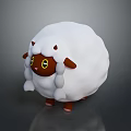 Adorable Cartoon Sheep With White Curly Wool Brown Head And Yellow Eyes