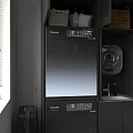 Modern Living Room Interior With Toshiba Washer Dryer Black Cabinets And Sink
