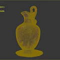 Ancient Decorative Vase With Intricate Patterns Curved Handle And Ornate Base