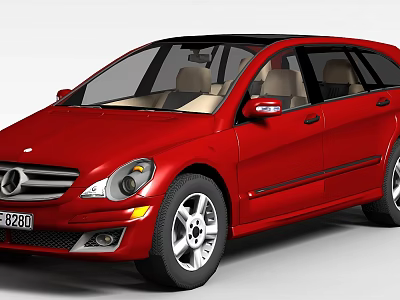 Red Mercedes Station Wagon With Black Roof And Alloy Wheels Side View 3d model