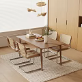 Quiet wind dining table and chair combination chandelier 3d model
