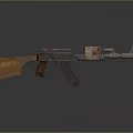 Vintage Assault Rifle With Wooden Stock Red Wrapped Grip And Metal Muzzle Design