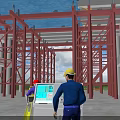 Modern Road Infrastructure Construction Site With Steel Structure And Heavy Machinery