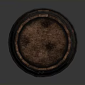 Traditional Wooden Barrel With Metal Hoops And Carved Patterns As Household Storage Container