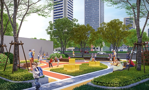 Modern Park Leisure Pocket Park 3d model