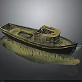 Old Wooden Boat as Water Transport with Cabin Structure on Sandy Base
