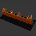Orange Long Strip Component With Square Structures And White Parts On Black Platform